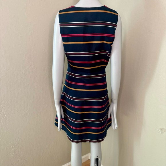TOMMY HILFIGER Striped Zip Front A Line Dress Sleeveless Preppy Size 4 - Picture 10 of 16